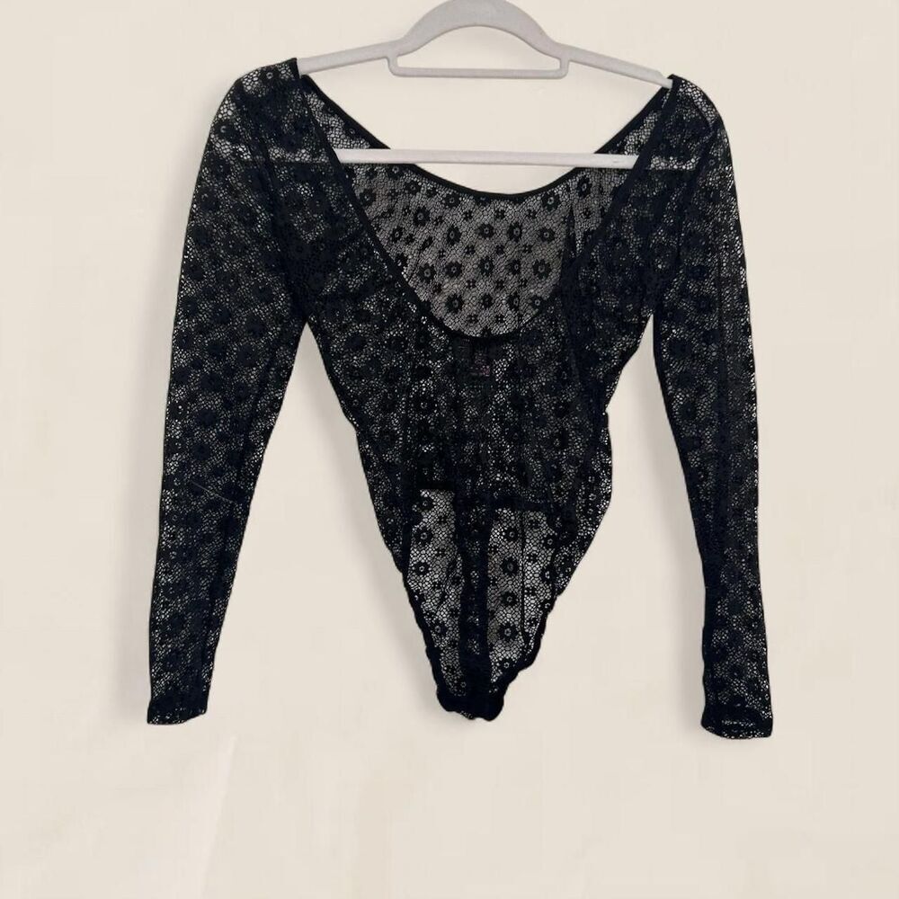 Victoria's Secret black lace bodysuit | size XS lace floral coquette goth - Picture 2 of 6